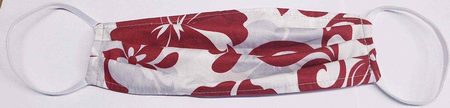 Classic Red and White Hawaiian print Face Mask  100% Cotton Made in USA